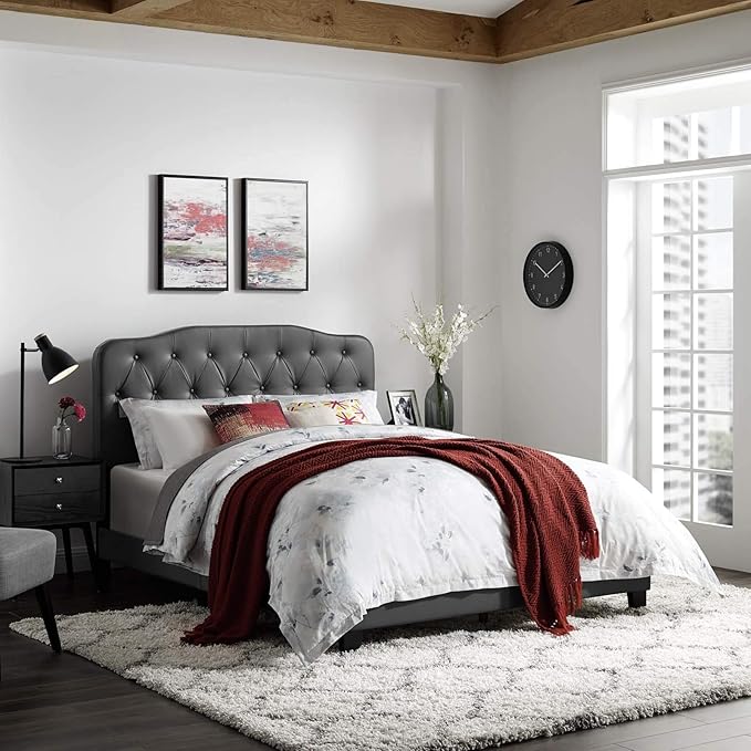 Leather Upholstered King Platform Bed
